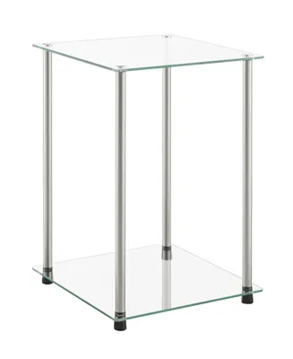 Convenience Concepts 15.75" Glass Designs2Go 2 Tier Square End Table