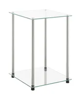 Convenience Concepts 15.75" Glass Designs2Go 2 Tier Square End Table