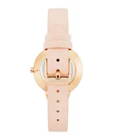 Nine West Women's Quartz Blush Pink Faux Leather Band and Floral Pattern Watch, 38mm