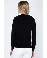 Jennie Liu Women's 100% Pure Cashmere Long Sleeve Zip Hoodie Cardigan Sweater