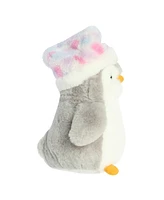 Aurora Medium Pink Mosaic PomPom Penguin Festive Plush Toy Gray 9.5"