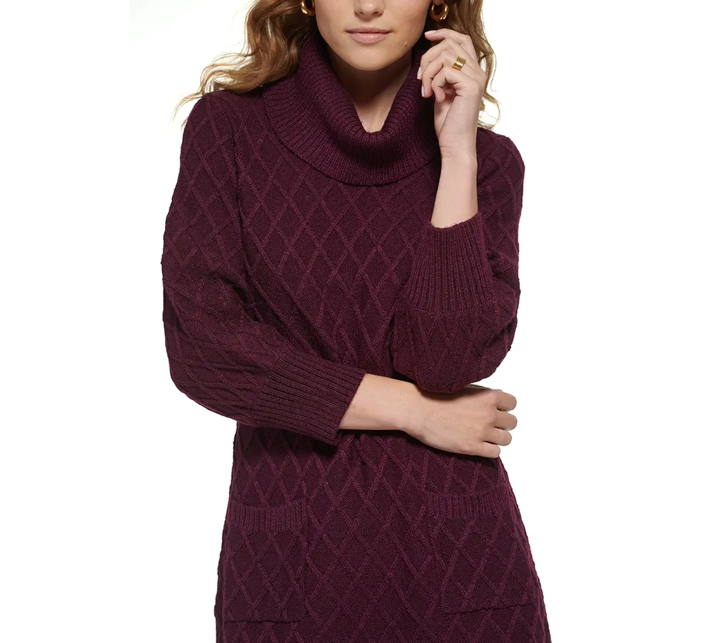 Jessica Howard Women's Mock Neck Cable-Knit Sweater Dress - Macy's