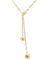 by Adina Eden 14k Gold-Plated Double Ball Paperclip Chain 18" Lariat Necklace