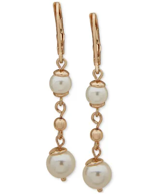 Anne Klein Gold-Tone & Imitation Pearl Beaded Linear Drop Earrings