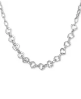 Guess Silver-Tone Alternating G Link Collar Necklace, 16" + 2" extender