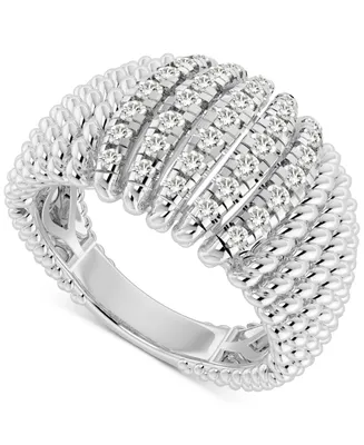 Diamond Vertical Row Cluster Dome Ring (1/2 ct. t.w.) in 14K White Gold