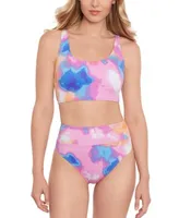 Salt Cove Juniors Printed Cropped Tankini Top Printed High Waist Bikini Bottoms Created For Macys