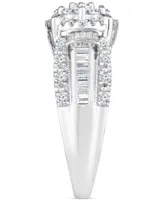 Diamond Round Halo Cluster Engagement Ring (1 ct. t.w.) in 14k White Gold