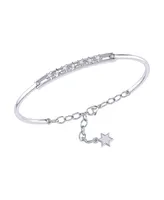 LuvMyJewelry Starry Lane Design Sterling Silver Diamond Women Bangle