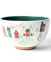 Coton Colors Christmas in the Village Scene 9" Footed Bowl