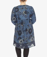 White Mark Plus Paisley Flower Embroidered Sweater Dress