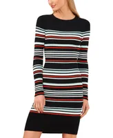 CeCe Women's Striped Rib Knit Sweater Dress