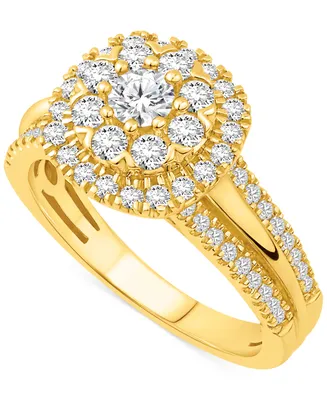 Diamond Halo Cluster Engagement Ring (1 ct. t.w.) in 14k Gold