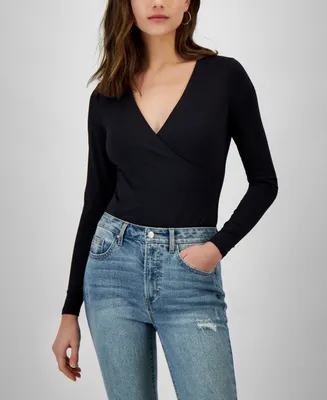 And Now This Women's Surplice Double-Layered Long-Sleeve Bodysuit, Created for Macy's