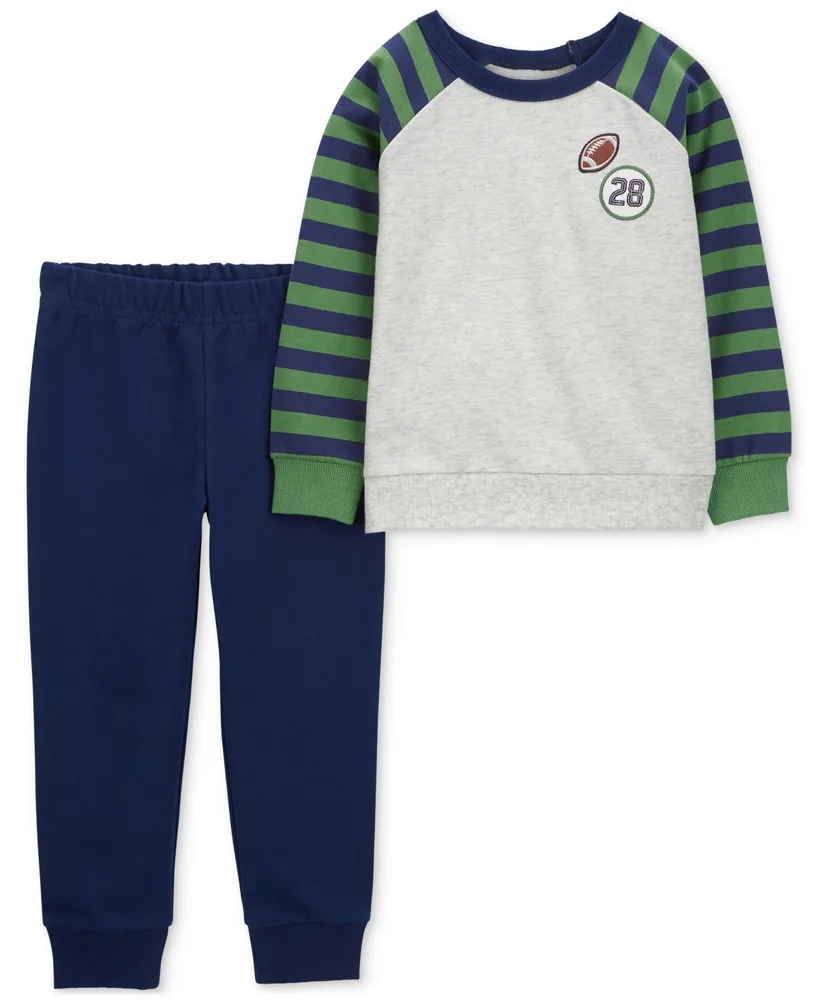 Carter's Baby Boys Striped Polo Bodysuit and Pants, 2 Piece Set