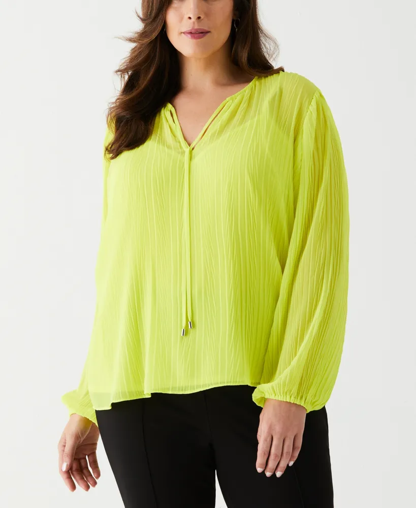 Ella Rafaella Plus Pleated Balloon Sleeve Blouse