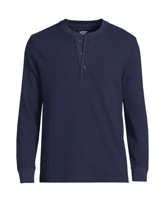 Lands' End Men's Long Sleeve Comfort-First Thermal Waffle Henley T-Shirt
