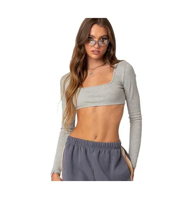 Women's Routine ribbed crop top - Gray