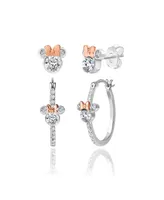 Disney Minnie Mouse Mommy & Me Silver Plated Hoops and Stud Earrings Set