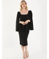 Quiz Women's Scuba Crepe Split Sleeve Midi Dress