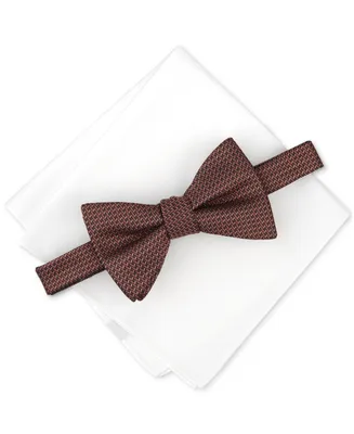 Alfani Men's Mini-Vine Bow Tie & Solid Pocket Square Set, Created for Macy's