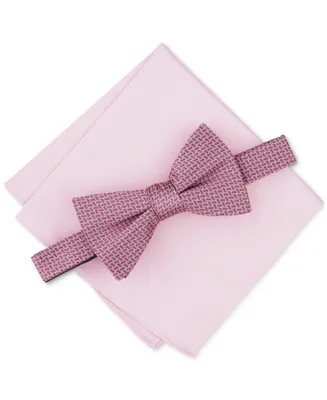 Alfani Men's Edson Mini-Geo Bow Tie & Solid Pocket Square Set, Created for Macy's