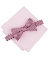 Alfani Men's Edson Mini-Geo Bow Tie & Solid Pocket Square Set, Created for Macy's