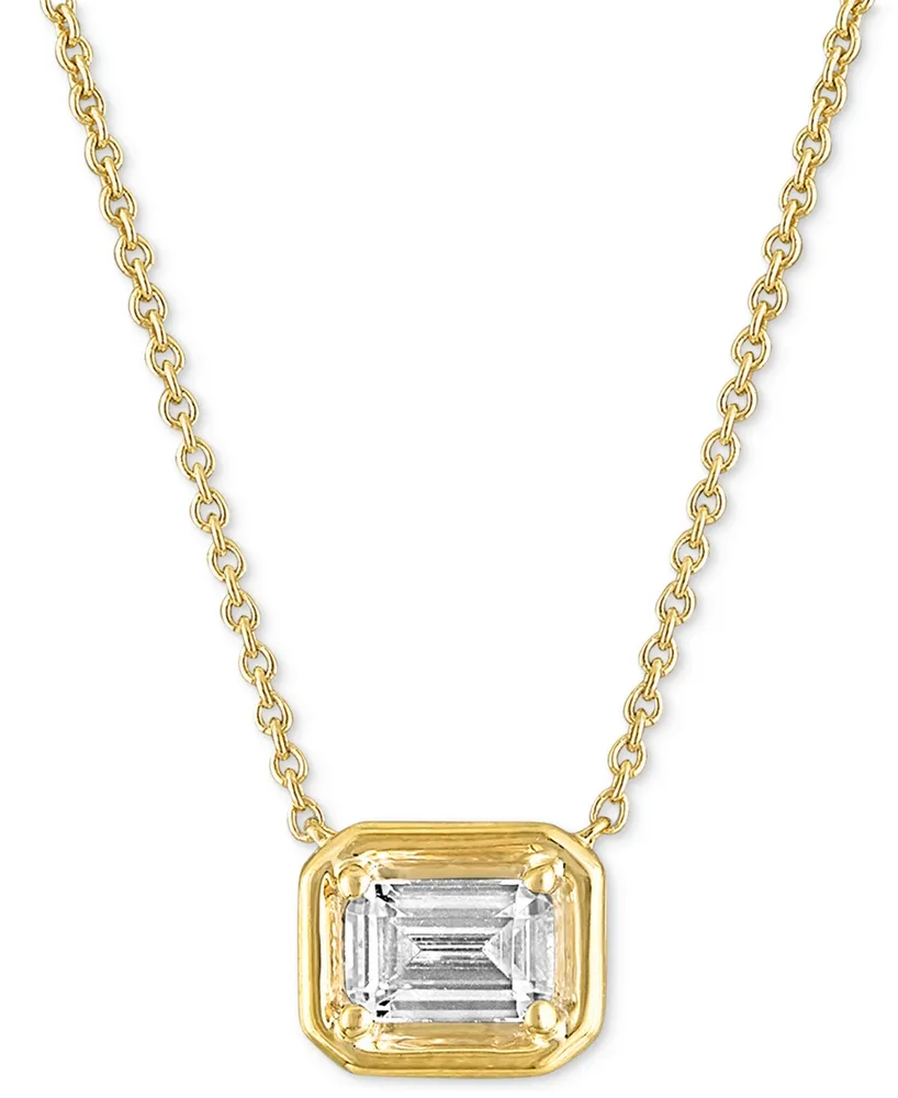 Alethea Certified Diamond Emerald-Cut Solitaire 18" Pendant Necklace (1/2 ct. t.w.) in 14k Gold Featuring Diamonds from the Beers Code of Origin, Crea