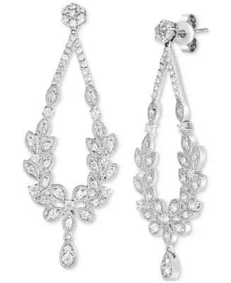Diamond Flower Drop Earrings (1 ct. t.w.) in 14k White Gold