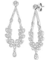 Diamond Flower Drop Earrings (1 ct. t.w.) in 14k White Gold