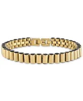 Esquire Men's Jewelry Black Spinel Cylinder Link Bracelet in Gold-Tone Ion-Plated Sterling Silver, Created for Macy's - Gold