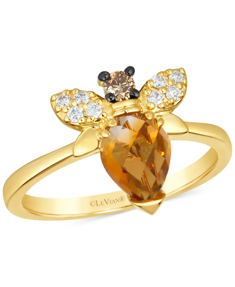 Le Vian Chocolatier Cinnamon Citrine (7/8 ct. t.w.) & Diamond (1/8 ct. t.w.) Bee Ring in 14k Gold