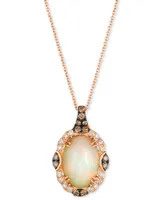 Le Vian Chocolatier Neopolitan Opal (2-7/8 ct. t.w.) & Diamond (1/4 ct. t.w.) Halo 20" Adjustable Pendant Necklace in 14k Rose Gold