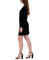 BCBGeneration Women's V-Neck Long-Sleeve Velvet Mini Dress