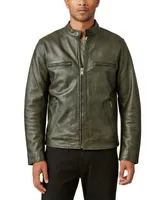 Lucky Brand Men's Washed Leather Zip-Front Bonneville Jacket