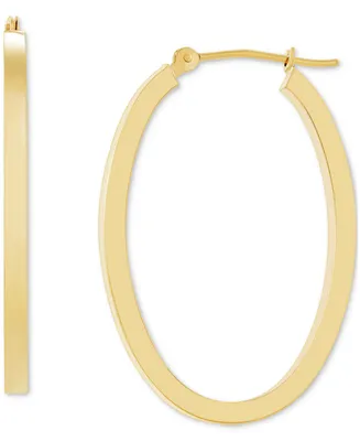 Polished Oval Flat-Edge Tube Earrings in 10k Gold, 1-1/5"