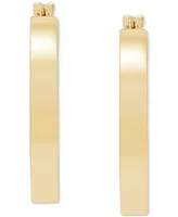 Polished Chunky Flat-Edge Tube Hoop Earrings in 14k Gold, 20mm