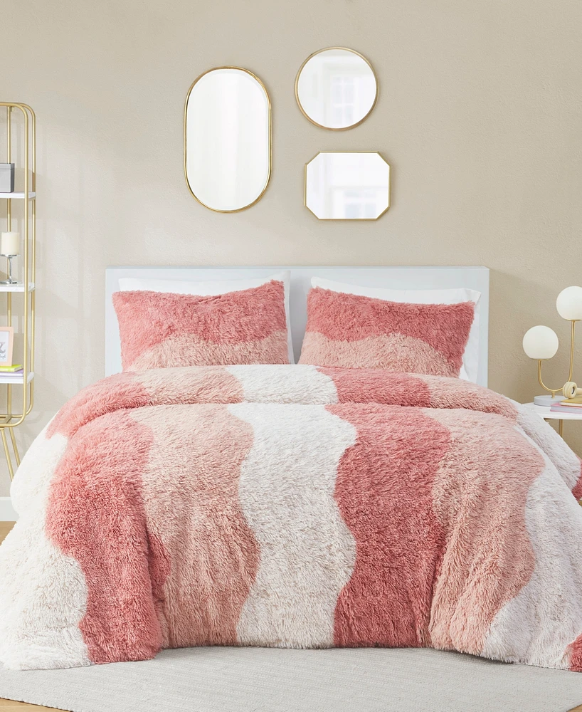 Intelligent Design Cassie Ombre Shaggy Faux Fur Piece Comforter Set