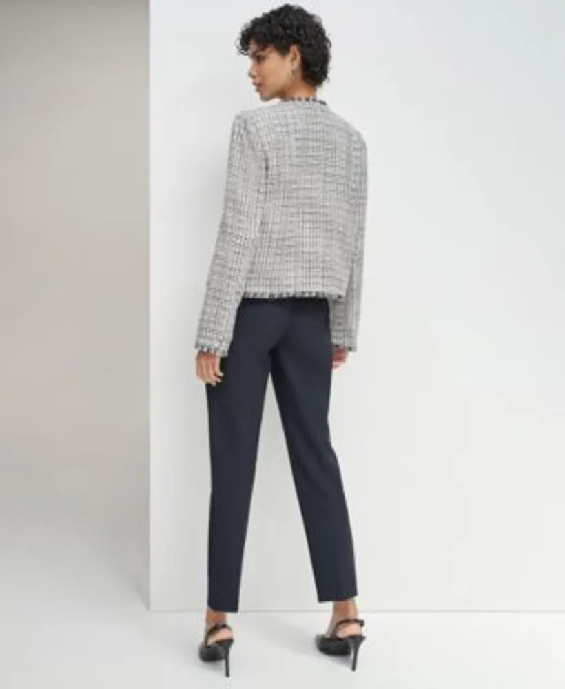 Calvin Klein Womens Tweed Open Front Blazer Straight Leg Pants