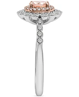 Morganite (3/8 ct. t.w.) & Diamond (1/4 ct. t.w.) Flower Halo Ring in 14k White & Rose Gold