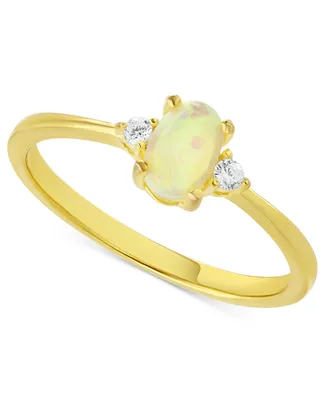 Giani Bernini Simulated Opal (1/3 ct. t.w.) & Cubic Zirconia Ring 18k Gold-Plated Sterling Silver, Created for Macy's