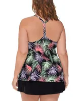 Island Escape Plus Size Printed Racerback Tankini Top Swim Skirt Created For Macys