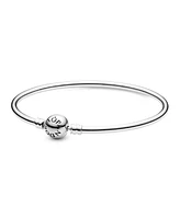 Pandora Moments Sterling Silver Clasp Closure Bangle Bracelet