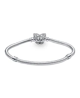 Pandora Moments Cubic Zirconia Butterfly Clasp Snake Chain Bracelet