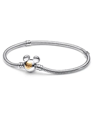 Pandora Moments Sterling Silver and 14K Gold-Plated Disney 100th Anniversary Snake Chain Bracelet