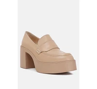 Elspeth Womens Heeled Platform Leather Loafers