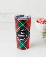 Cambridge "Be Merry" Plaid Insulated Highball Tumbler, 20 oz