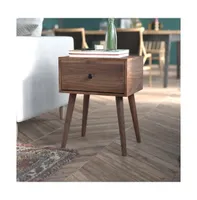 Beverly Mid-Century Modern Wooden Night Stand With Soft Close Drawer And Sleek Tapered Legs With Protective Floor Glides