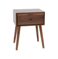 Beverly Mid-Century Modern Wooden Night Stand With Soft Close Drawer And Sleek Tapered Legs With Protective Floor Glides