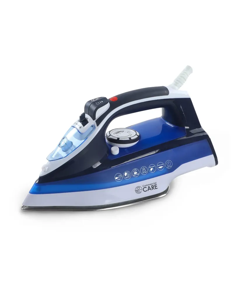 Steam Iron, 1500 Watts Steamer for Clothes, Self-Cleaning Portable Iron, Blue